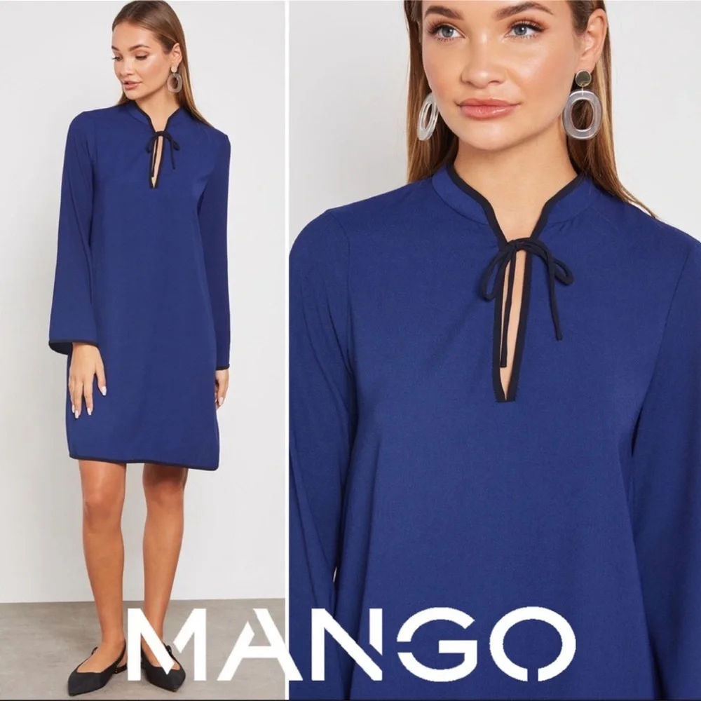 MANGO Long Sleeve Mini Dress Size 2 NWT - Picture 1 of 8